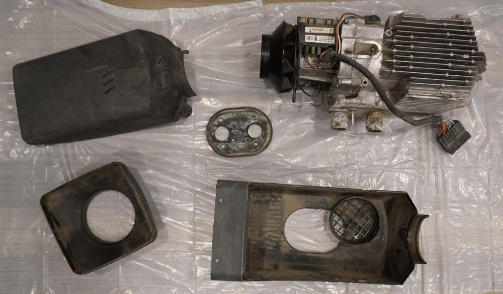The heater disassembled and ready to be cleaned.