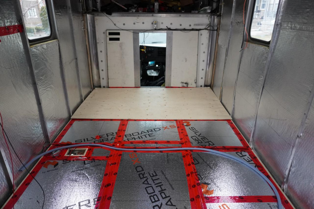 Our first fiting of the floor panels. We still needed to add more lateral support.